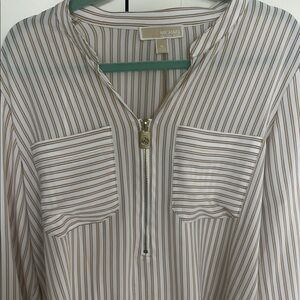 Michael Kors Striped Women's Top - Cream and Brown